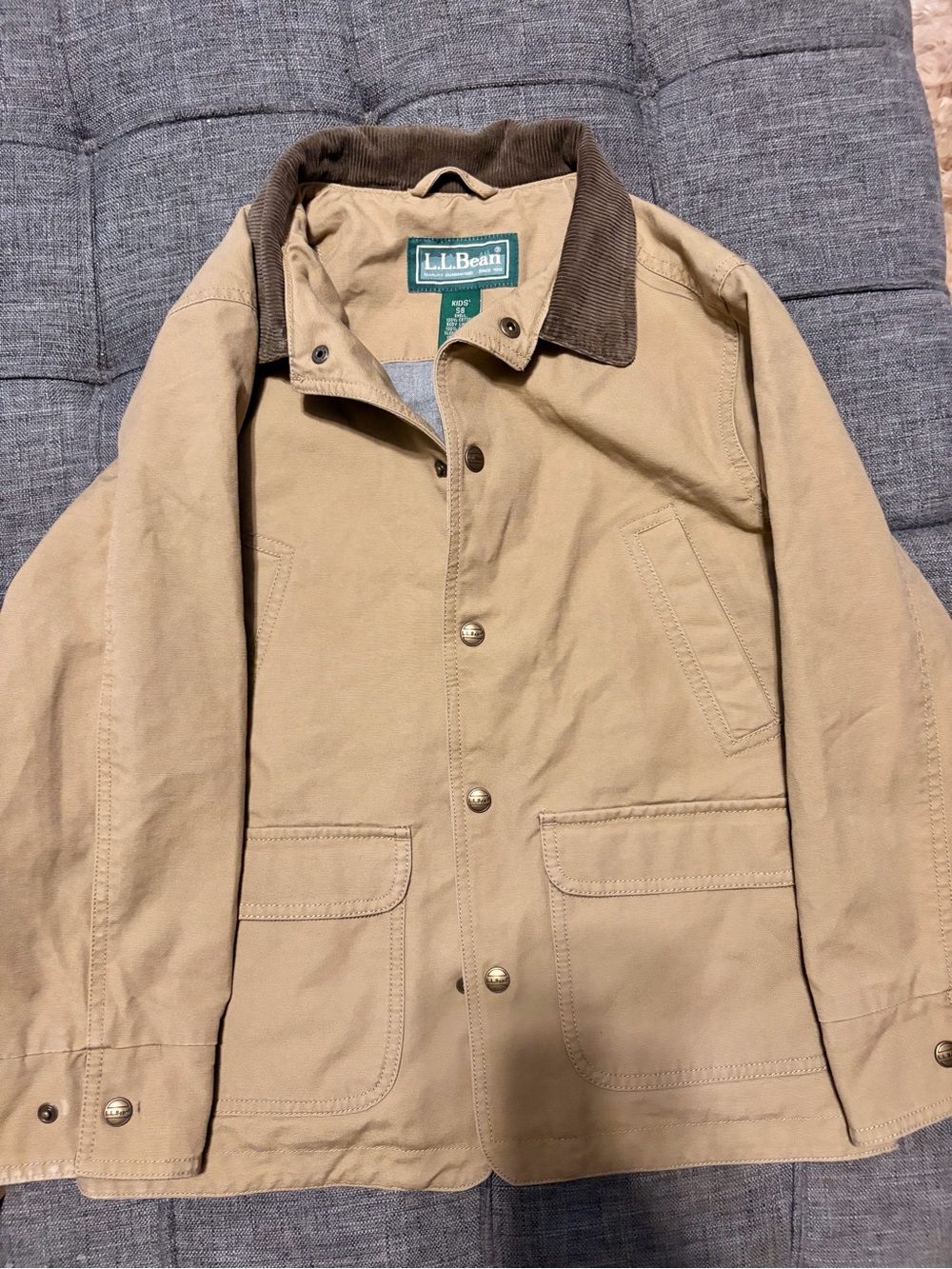 L.L. Bean Khaki Jacket with Brown Corduroy Collar